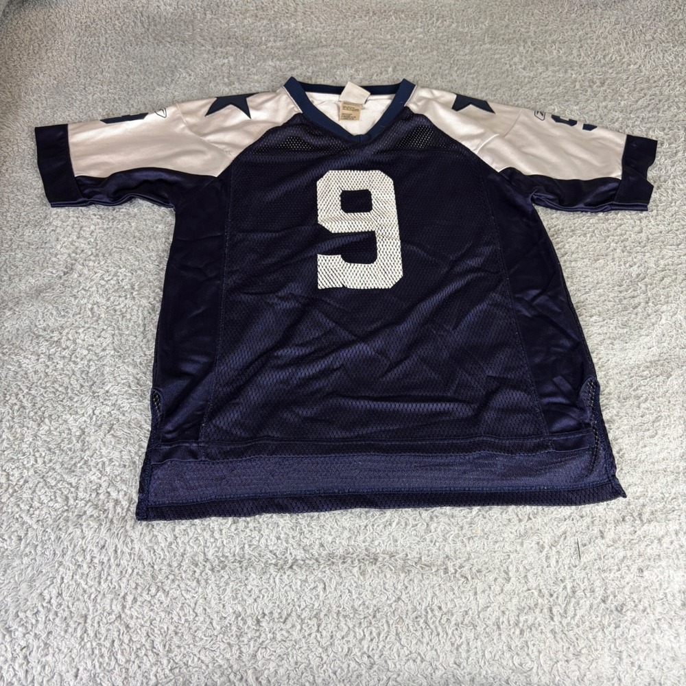 Reebok NFL Vintage Dallas Cowboys Tony Romo 9 Jersey Youth Large Navy White